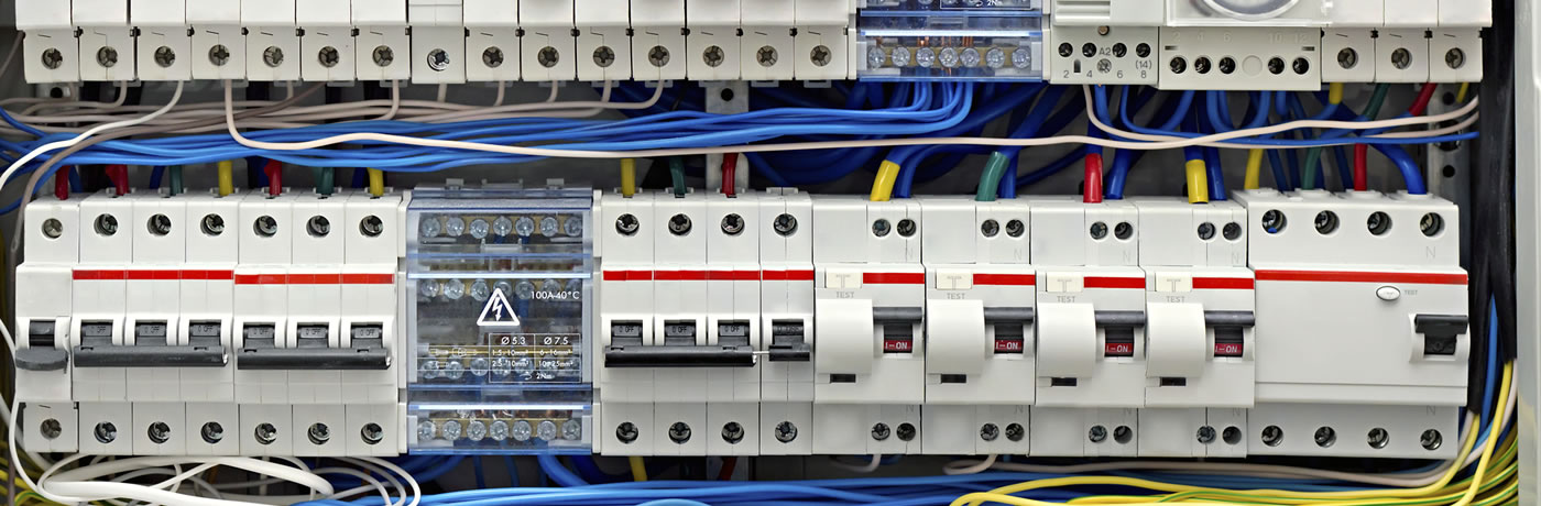 Electrical panel with circuit breakers - panel upgrades by Jones Electric Co. Marietta GA